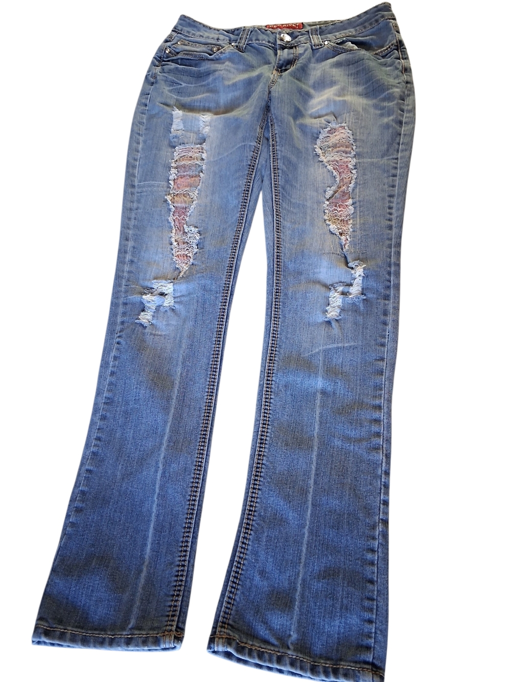Red Rivet Women's Light Blue Boot Cut Ripped Jeans - Picture 4 of 11